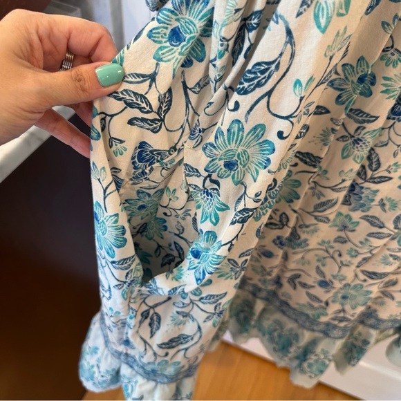 EUC Floral Bohemian Dress in Blue and Cream - Picture 3 of 6